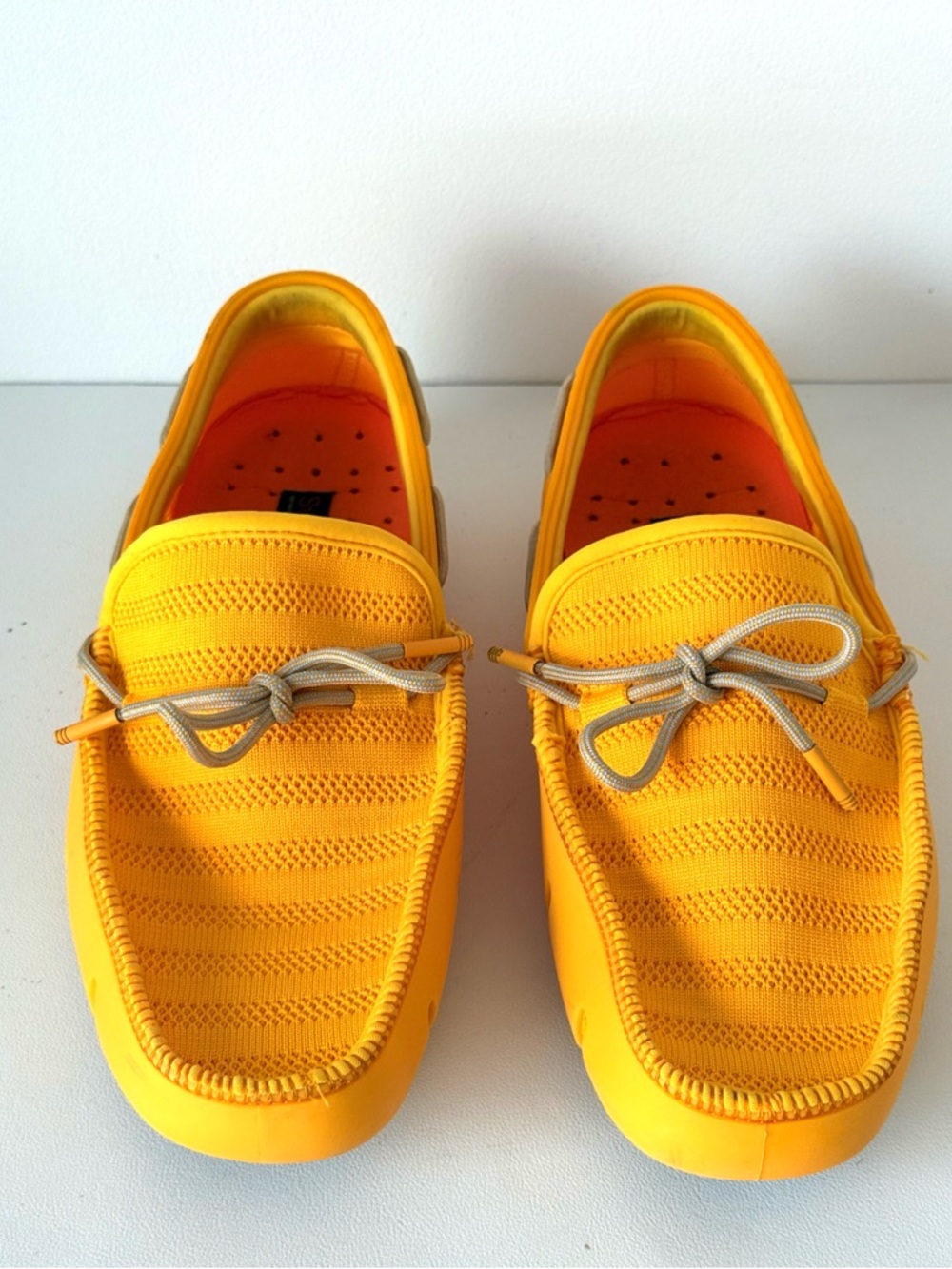Swims Men's Yellow Knit Woven Driver Slipon Loafers 10 - Picture 5 of 13
